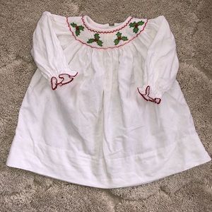 Baby girl smocked Christmas dress 9 months
